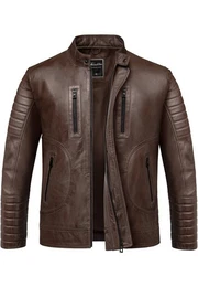 Lederjacke EUCLID Lederjacke Echtleder Herren Biker Zipper Jacke