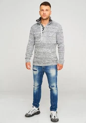 Carisma Strickpullover CRSORTLAND Troyer Hellblau/Hellgrau/Grau/Dunkelgrau/Weiß