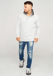 Carisma Strickpullover CRSORTLAND Troyer Grau/Weiß/Hellgrau