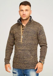 Carisma Strickpullover CRSORTLAND Troyer Schwarz/Braun/Hellblau/Khaki