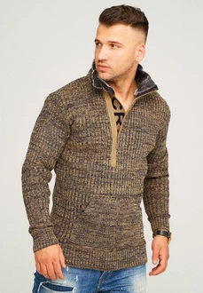 Carisma Strickpullover CRSORTLAND Troyer Schwarz/Braun/Hellblau/Khaki Carisma Strickpullover CRSORTLAND Troyer Schwarz/Braun/Hellblau/Khaki