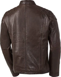 Ross & Cole Lederjacke lssiges Design mit Steppung an der Schulter Dunkelbraun/Braun/Grau