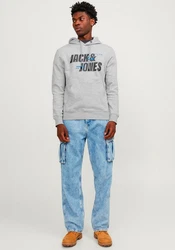 Jack & Jones Kapuzensweatshirt JCOBLACK SWEAT HOOD CH Hellblau/Blau/Grau/Hellgrau/Silber