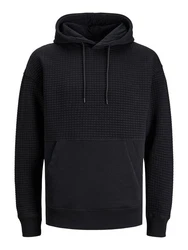 Jack & Jones Hoodie JCOBLACK Structure schwarz