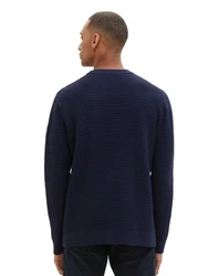TOM TAILOR Strickpullover STRUCTURED CREWNECK KNIT Dunkelblau/Schwarz/Blau/Hellblau