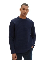 TOM TAILOR Strickpullover STRUCTURED CREWNECK KNIT Dunkelblau/Schwarz/Blau/Hellblau