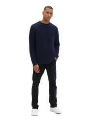 TOM TAILOR Strickpullover STRUCTURED CREWNECK KNIT Dunkelblau/Schwarz/Blau/Hellblau