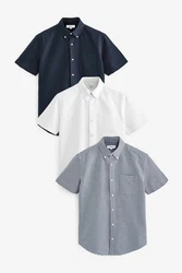 Next Kurzarmhemd Oxford-Hemden Hellblau/Weiß/Dunkelblau/Blau/Grau