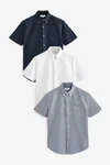 Next Kurzarmhemd Oxford-Hemden Hellblau/Weiß/Dunkelblau/Blau/Grau