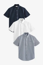 Next Kurzarmhemd Oxford-Hemden Hellblau/Weiß/Dunkelblau/Blau/Grau