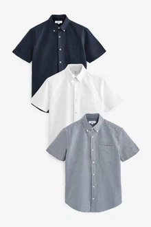 Next Kurzarmhemd Oxford-Hemden Hellblau/Weiß/Dunkelblau/Blau/Grau Next Kurzarmhemd Oxford-Hemden Hellblau/Weiß/Dunkelblau/Blau/Grau