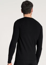 CALIDA Langarmshirt Cotton Code mit Rundhalsausschnitt Schwarz/Dunkelgrau