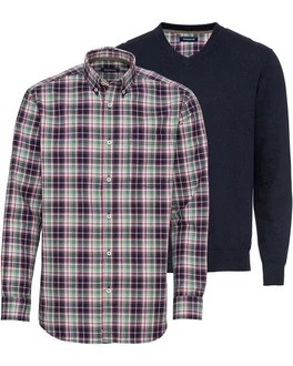 Highmoor Langarmhemd Set V-Pullover & Karohemd