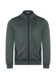 Strickjacke Strickjacke - Casual Fit - Stehkragen - Einfarbig - Grn (1-tlg)