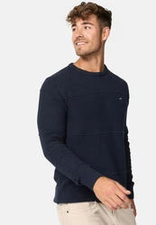 Indicode Herren Injustice Pullover mit Rundhals-Ausschnitt Dunkelblau/Blau