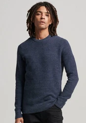 Superdry Strickpullover TEXTURED CREW KNIT JUMPER blau/eclipse navy heather