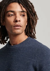Superdry Strickpullover TEXTURED CREW KNIT JUMPER blau/eclipse navy heather