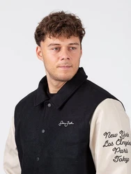 Sean John Collegejacke Retro Car schwarz/hellbeige/mehrfarbig