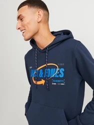 Jack & Jones Kapuzensweatshirt JCOBLACK SWEAT HOOD CH Dunkelblau/Blau