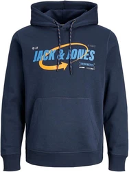 Jack & Jones Kapuzensweatshirt JCOBLACK SWEAT HOOD CH Dunkelblau/Blau