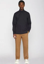 KnowledgeCotton Apparel Langarmhemd ALF regular Schwarz/Dunkelblau