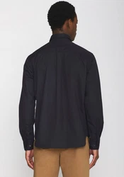 KnowledgeCotton Apparel Langarmhemd ALF regular Schwarz/Dunkelblau