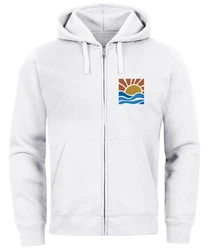 Neverless Sweatjacke Herren Zip Hoodie Pullover Kapuze Logo Print Creme/Silber/Weiß/Dunkelblau