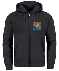 Neverless Sweatjacke Herren Zip Hoodie Pullover Kapuze Logo Print Schwarz/Dunkelgrau/Braun