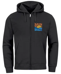 Neverless Sweatjacke Herren Zip Hoodie Pullover Kapuze Logo Print Schwarz/Dunkelgrau/Braun