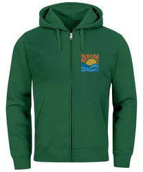 Neverless Sweatjacke Herren Zip Hoodie Pullover Kapuze Logo Print Grün/Dunkelgrün