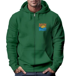Neverless Sweatjacke Herren Zip Hoodie Pullover Kapuze Logo Print Grün/Dunkelgrün