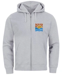 Neverless Sweatjacke Herren Zip Hoodie Pullover Kapuze Logo Print Grau/Hellgrau/Silber