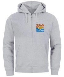 Neverless Sweatjacke Herren Zip Hoodie Pullover Kapuze Logo Print Grau/Hellgrau/Silber