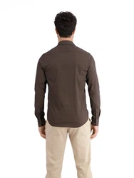 LERROS Langarmhemd Minimal-AOP Khaki/Dunkelbraun/Grau/Braun