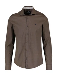 LERROS Langarmhemd Minimal-AOP Khaki/Dunkelbraun/Grau/Braun