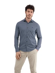 LERROS Langarmhemd Minimal-AOP Dunkelblau/Blau/Hellblau