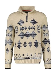 Strickpullover Jaquardpullover mit Troyerkragen