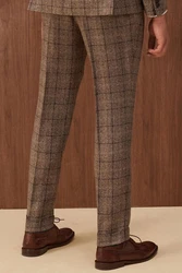 Next Karierter Anzug im Slim Fit Hose (1-tlg) Braun/Beige