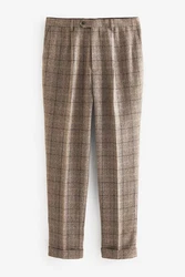 Next Karierter Anzug im Slim Fit Hose (1-tlg) Braun/Beige