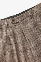 Next Karierter Anzug im Slim Fit Hose (1-tlg) Braun/Beige