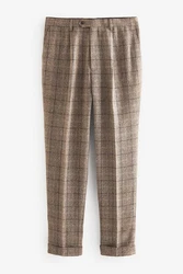 Next Karierter Anzug im Slim Fit Hose (1-tlg) Braun/Beige