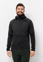 Jack Wolfskin Kapuzenfleecejacke ALPGRAT PRO INS FZ Schwarz/Grau/Dunkelgrau