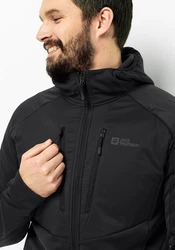 Jack Wolfskin Kapuzenfleecejacke ALPGRAT PRO INS FZ Schwarz/Grau/Dunkelgrau