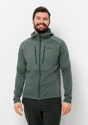 Jack Wolfskin Kapuzenfleecejacke ALPGRAT PRO INS FZ Dunkelgrün/Grün/Hellgrün