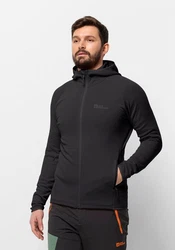 Jack Wolfskin Fleecejacke BAISELBERG HOODED FZ Dunkelgrau/Grau/Schwarz