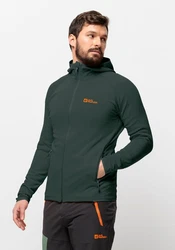 Jack Wolfskin Fleecejacke BAISELBERG HOODED FZ Dunkelgrün/Dunkelgrau/Braun/Grün