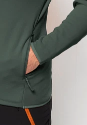 Jack Wolfskin Fleecejacke BAISELBERG HOODED FZ Dunkelgrün/Dunkelgrau/Braun/Grün