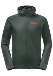 Jack Wolfskin Fleecejacke BAISELBERG HOODED FZ Dunkelgrün/Dunkelgrau/Braun/Grün