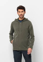 Jack Wolfskin Fleecejacke WALDSEE HOODED JKT Dunkelgrün/Khaki