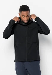 Jack Wolfskin Fleecejacke MODESTO HOODED JKT MEN Schwarz/Grau/Rot/Dunkelgrau